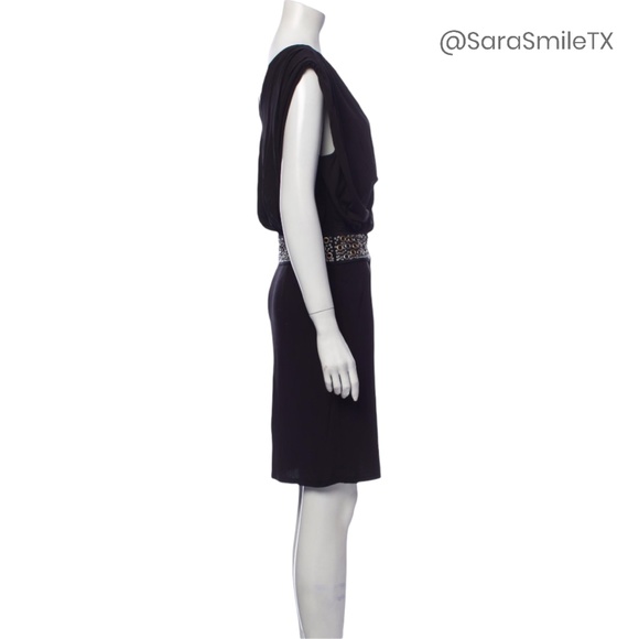 HAUTE HIPPIE Black Draped Crisscross Metal Grommet Mini Dress - Picture 8 of 12